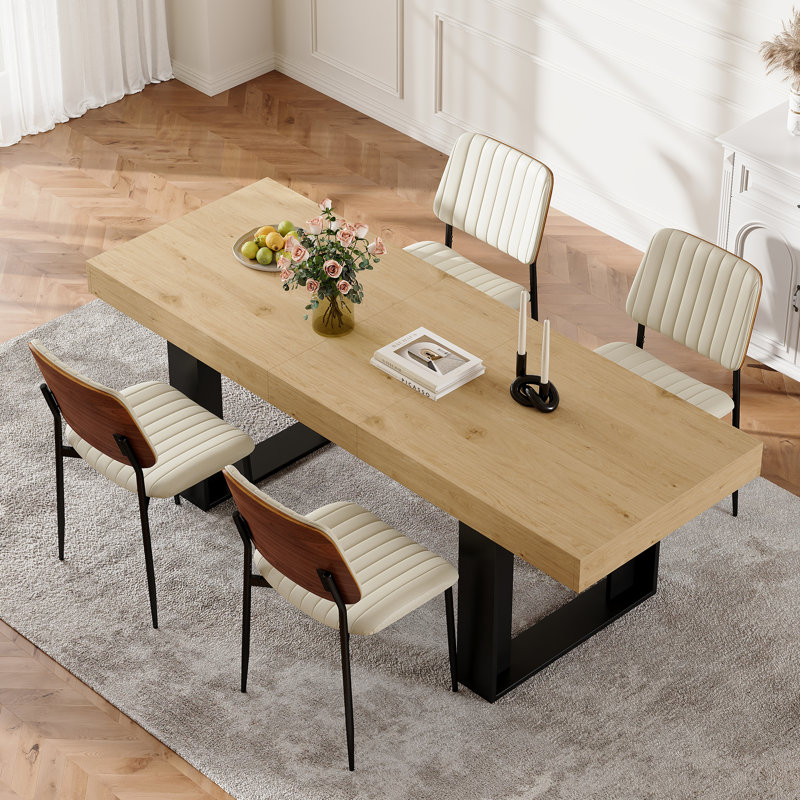 Ensemble de table de salle à manger pour 4 personnes avec table de salle à manger extensible rectangulaire et 4 chaises rembourrées