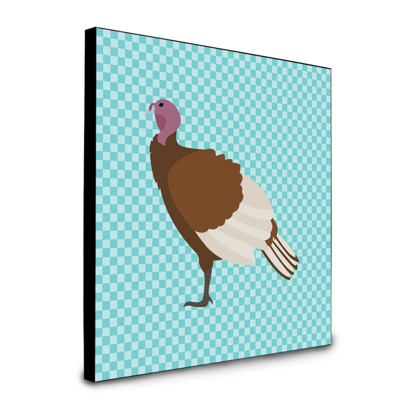 Panneau mural d’art de poule bourbon turquie Benja, bleu
