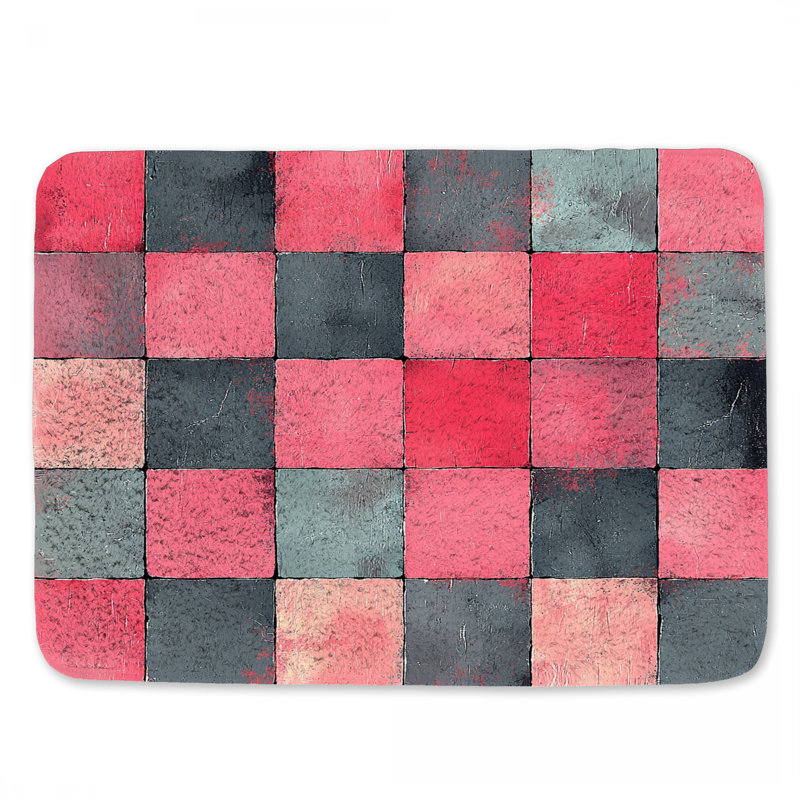 Tapis de bain à damier, L 24 po x l 17 po