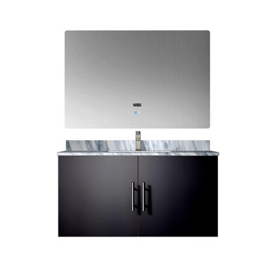 Bath Vanity 36 In. W X 22 In. D, Carrara Marble Top, Faucet Set, And 36 In. LED Mirror