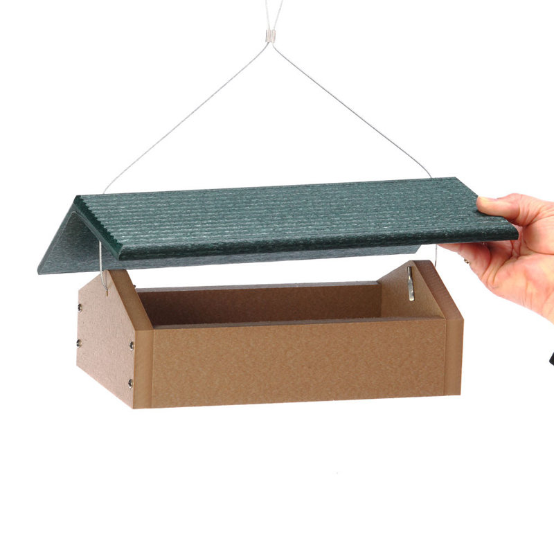 Mangeoire à blocs en suède à matériaux recyclés 4,25 "Birds Choice, taupe / vert, H 4,7 po x l 8,75 po x P 11,75 po