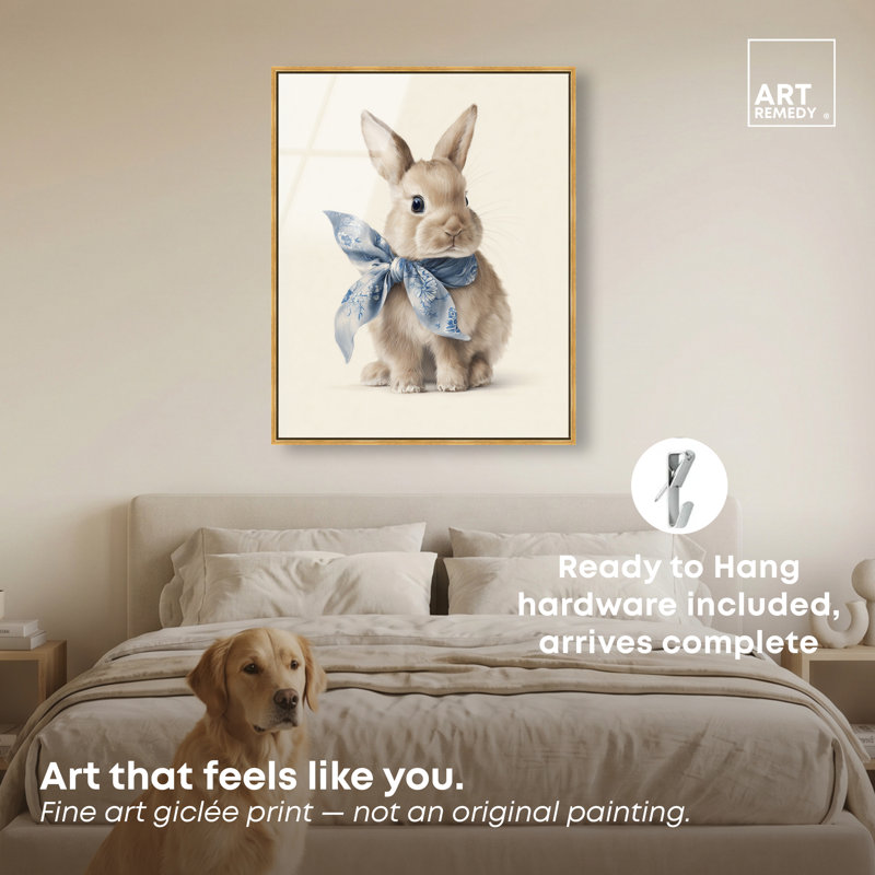 Toile Rabbit II, reproduction murale encadrée de chambre d'enfant par Art Remedy, cadre doré, 30 x 36, H 31 po x l 37 po