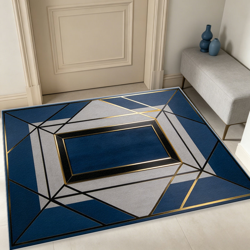 Navy Gold Art Deco carpet-easy to clean, machine-washable, soft and comfortable; suitable for door mats, kitchens, living rooms, bedrooms, corridors, and laundry areas. Easy to clean, durable carpet for home decoration.