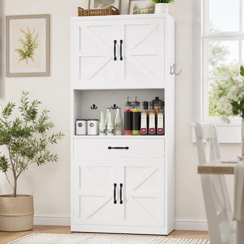 Armoire de rangement 71 po en acier blanc avec grand comptoir