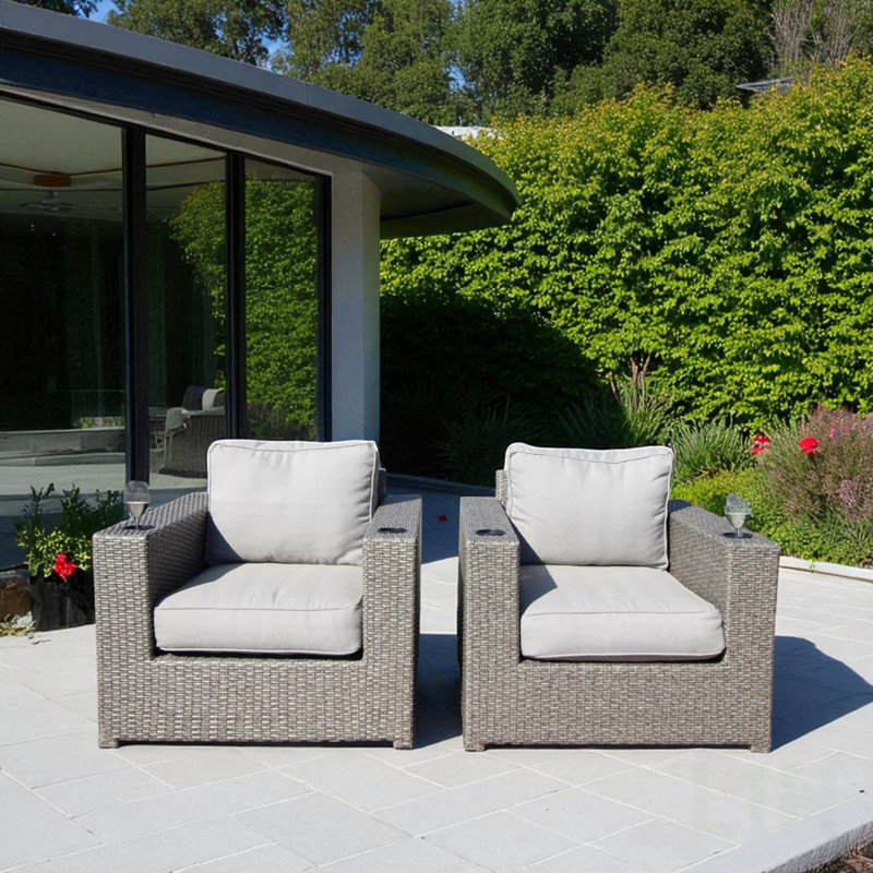 Fully Assembled Outdoor Lounge Chairs With Cushions, Set Of 2, Chair