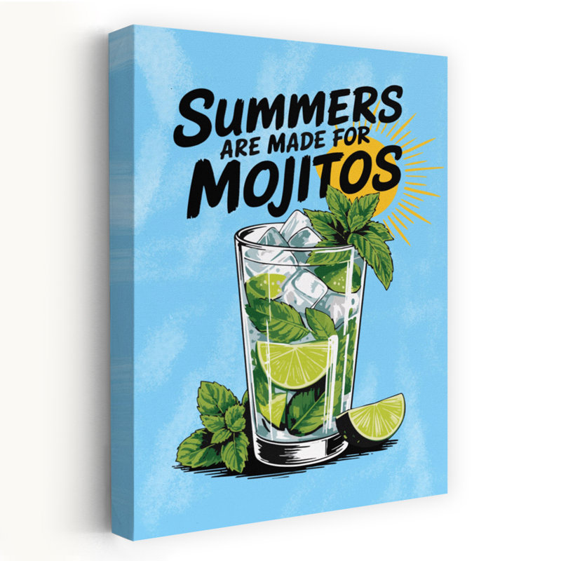 «Summer Mojito», art mural rétro rétro classique tropical, H 24 po x l 16 po