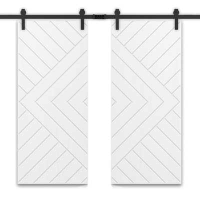 84'' Hollow Paneled Painted without Installation Hardware Kit Barn Door