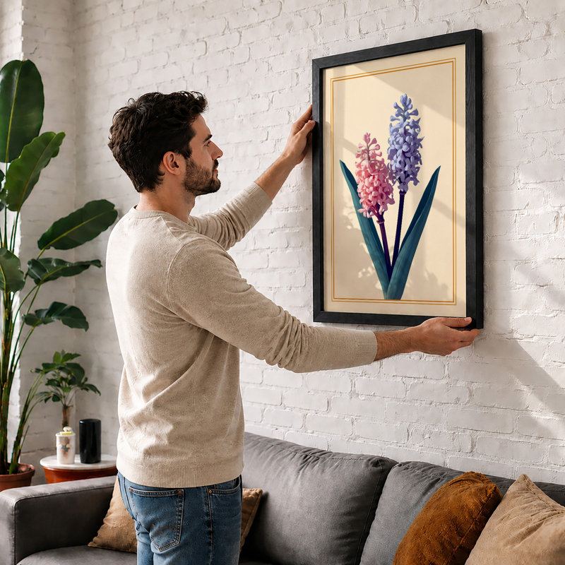 Hyacinth Study Botanical - Print, A2 - 59.4 x 42.0 cm, Black