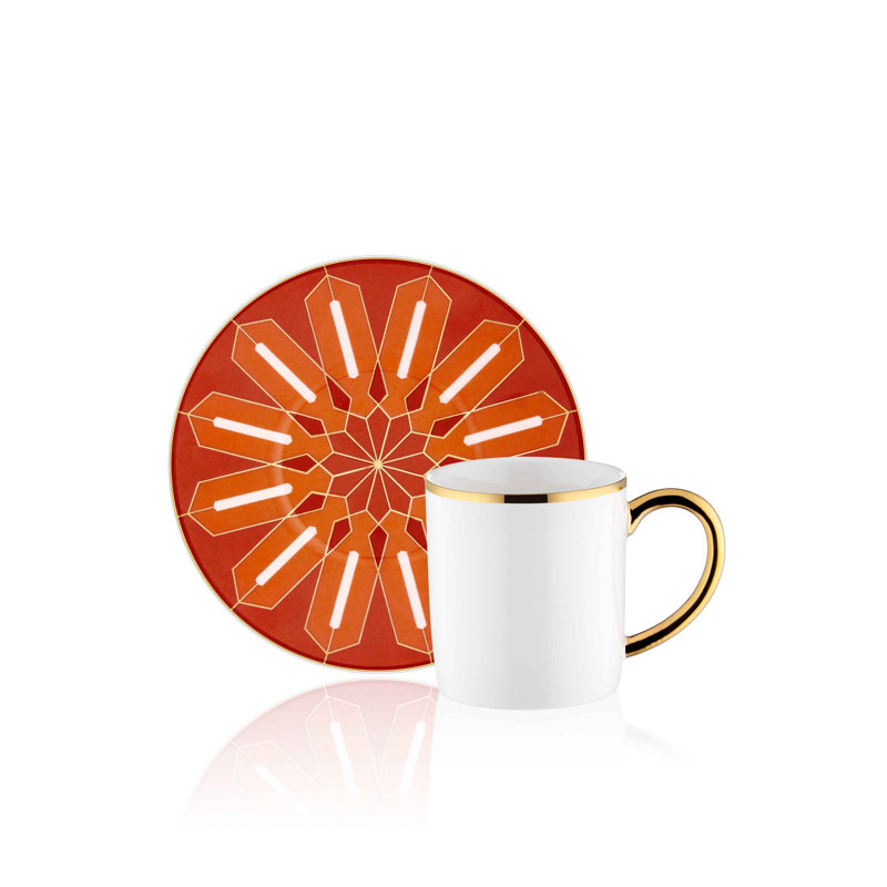 Ensemble de tasses à café Burtondale, 4, Rouge / orange / or