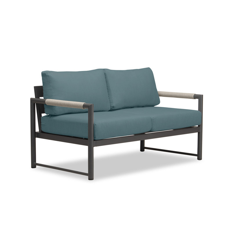 Alto Outdoor 2 - Seat Loveseat, Slate Gray, Spectrum Peacock Sunbrella® Plainweave