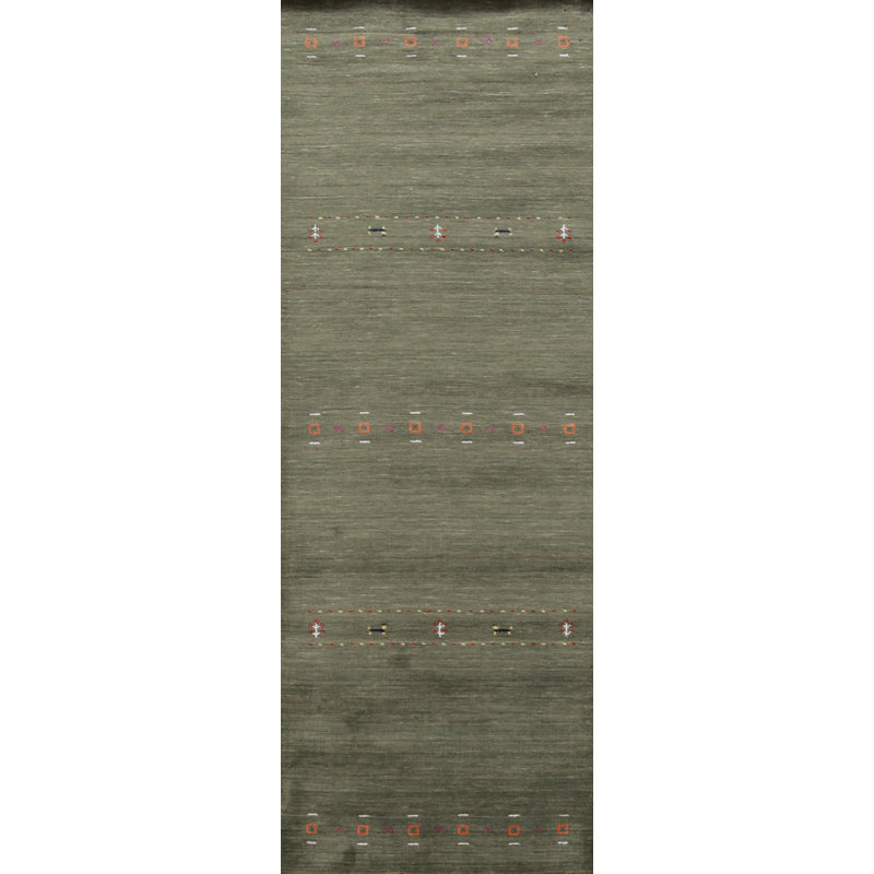 Green Tribal Gabbeh Indian Runner Rug