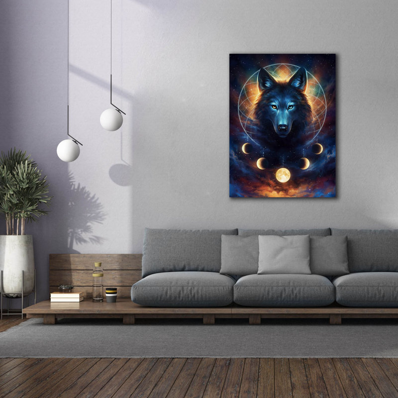 Damber Dream Catcher Wolf par JoJoes Art, H 54 po x l 40 po x P 1,5 po