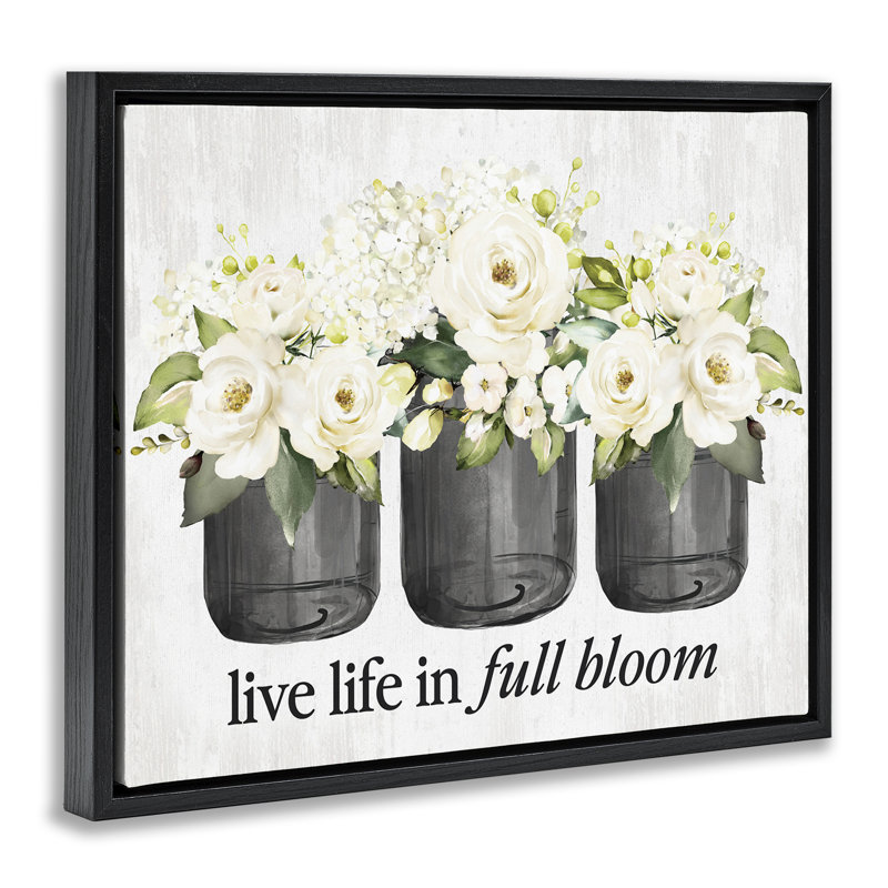 «Life In Full Bloom», art mural encadré sur toile flottante par lettré et doublé, Cadre flottant noir de jais