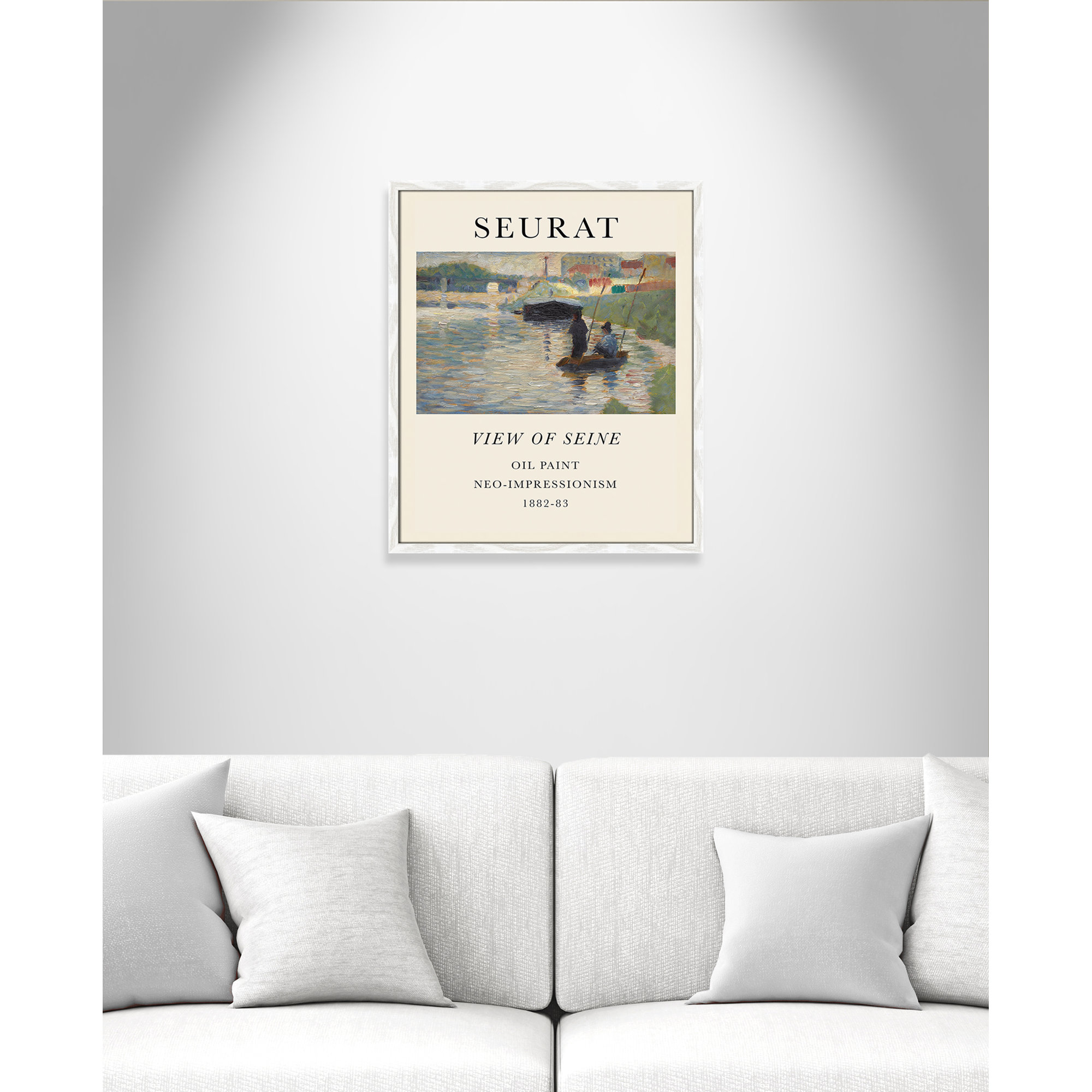 View Of Seine by Georges Seurat, White Single Picture Frame, 25.5" H x 21.5" W x 0.75" D, No