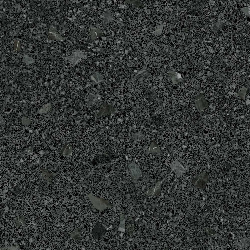 Terrazzo 24'' x 24'' Matte Porcelain Floor and Wall Tile, Grafito Black