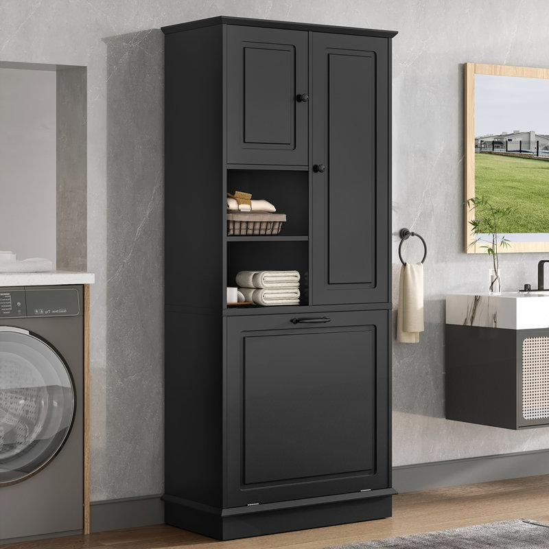 Tall Storage Cabinet with Adjustable Shelves, Black