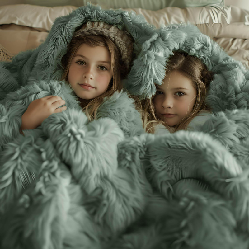Couvertures en fausse fourrure Cozy Winter Collection, L 90 po x L 90 po, Vert sauge