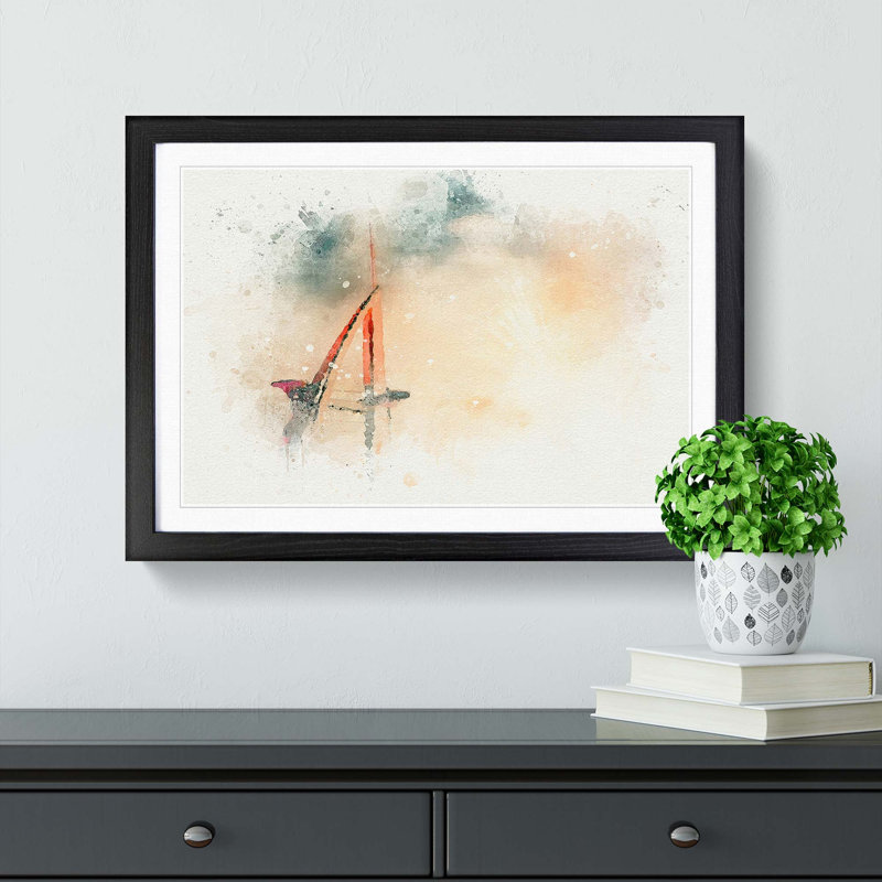 Burj Al Arab Hotel in Dubai in Abstract - Picture Frame Painting Print, 62cm H x 87cm W x 2cm D, Black Framed