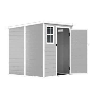 Remise de rangement extérieure en résine imperméable 6 pi x 6 pi avec plancher et fenêtre et remise verrouillable