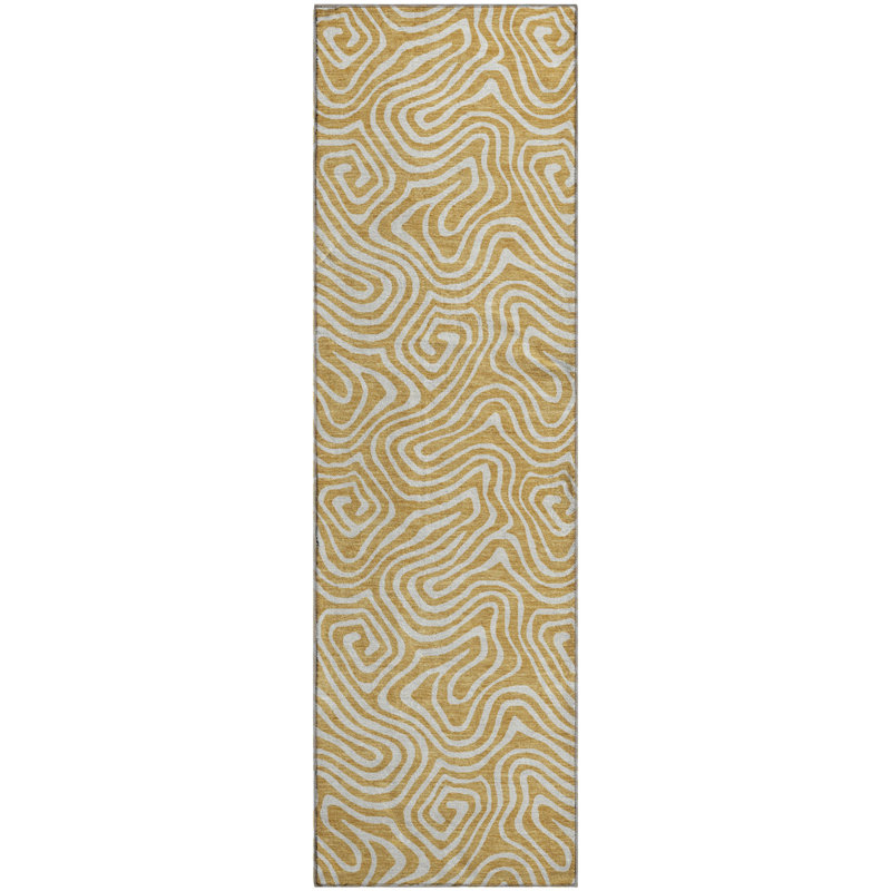 Premium Machine Washable Birchview AMF1030 Swirls Rug, Runner 2'3" x 7'6"