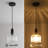 Black Ribbed Glass Adjustable Pendant Light