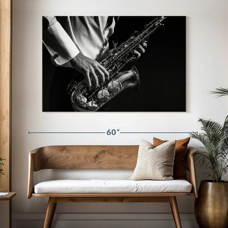 Abarca jouant du saxophone, H 34 po x l 51 po
