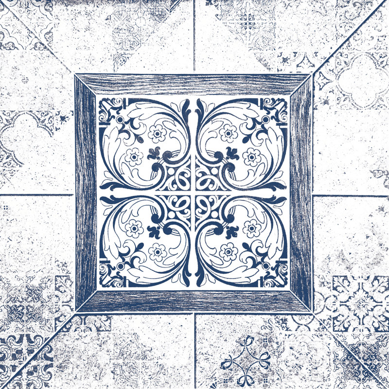 " Indigo Geometric Design " Painting Print, 30" H x 30" W