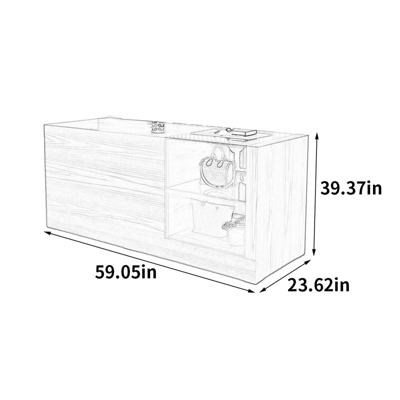 Vitrine moderne et minimaliste, H 39,37 po x l 59,05 po x P 23,62 po