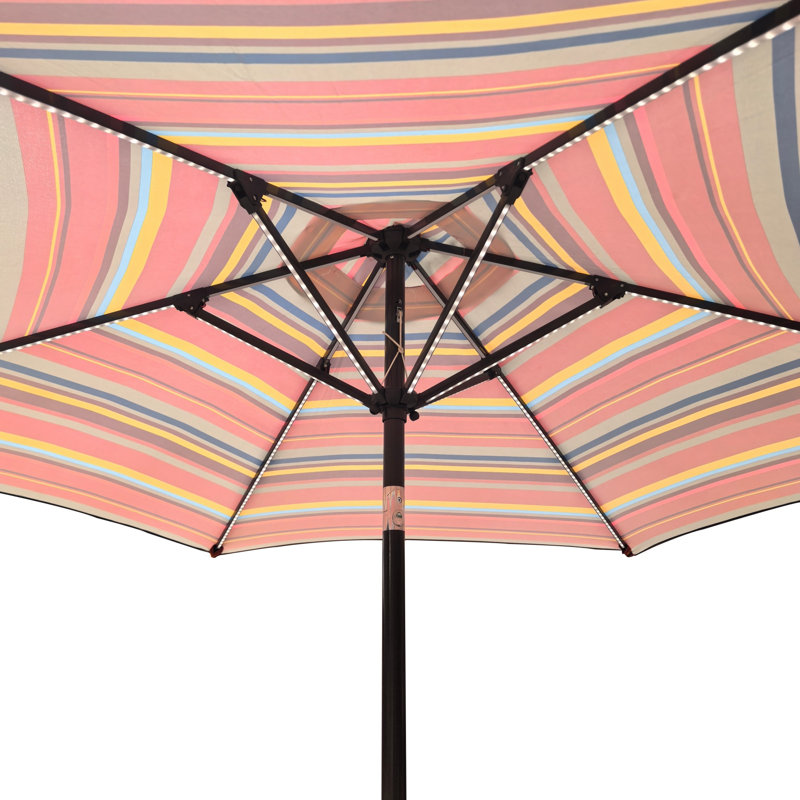 Parasol 9 pi avec lumière rouge et rayures, Rayures rouges