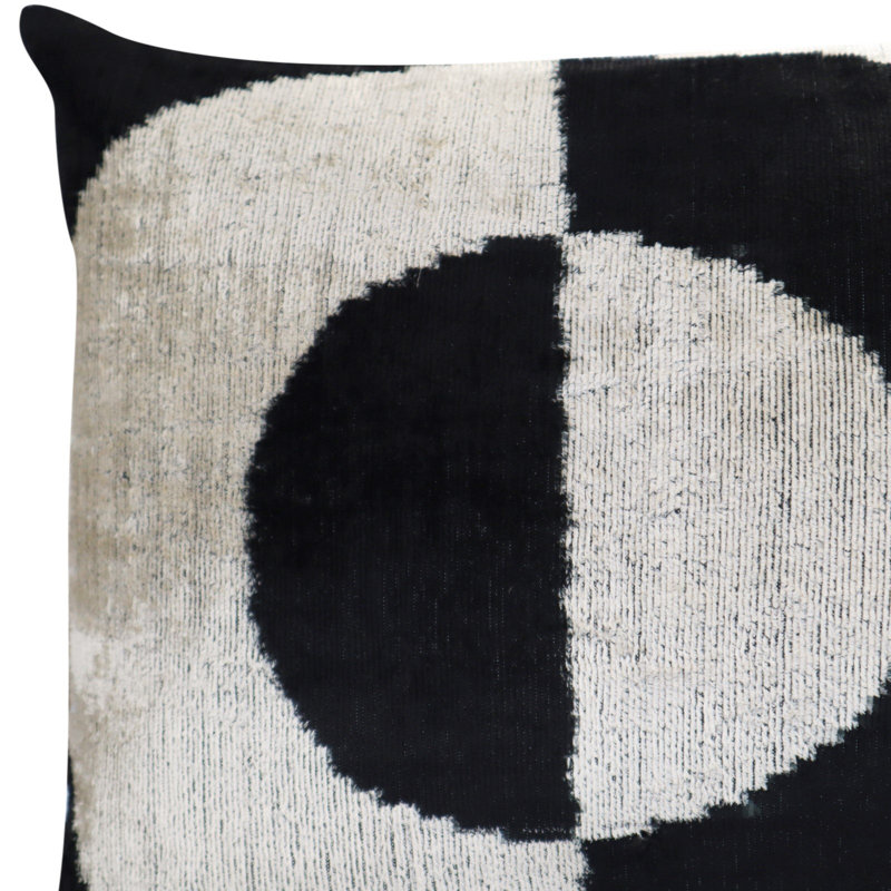 Velvet Lumbar Pillow Cover & Insert, Black/White Geometric 2