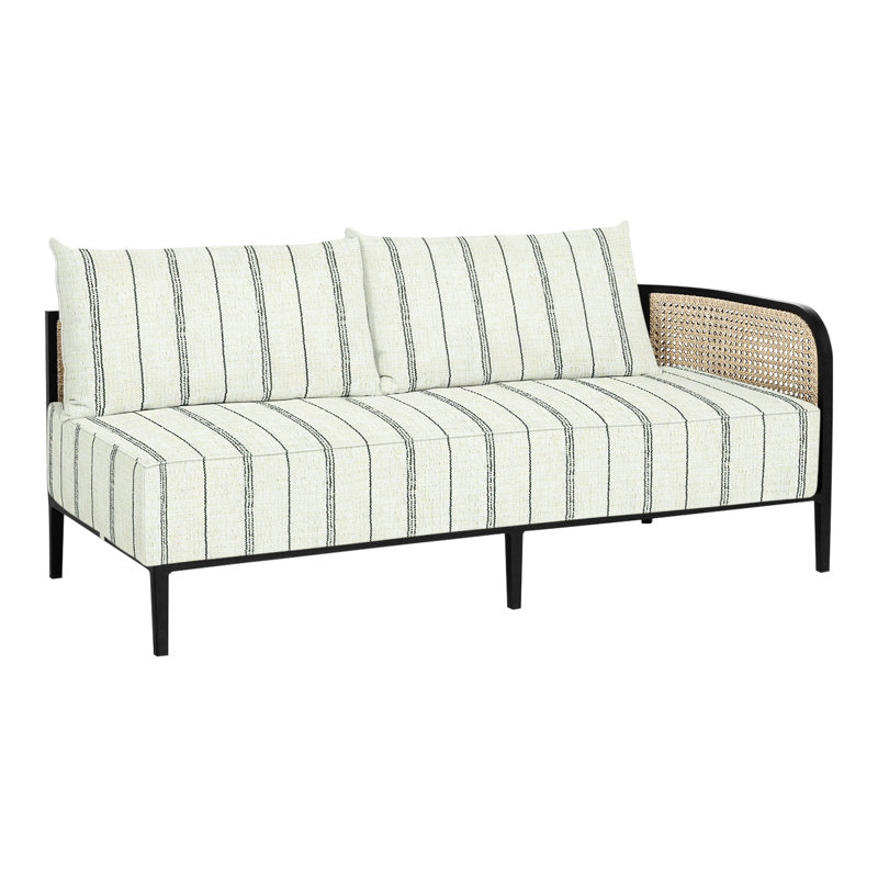 Havana Cane N-Dura Resin Wicker Outdoor Right Arm Facing Sectional, Dove Sunbrella® Linen, Welt + Standard fill