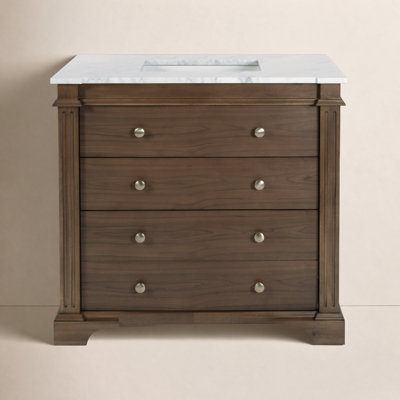Garza 36" Single Bathroom Vanity Set, Walnut Brown