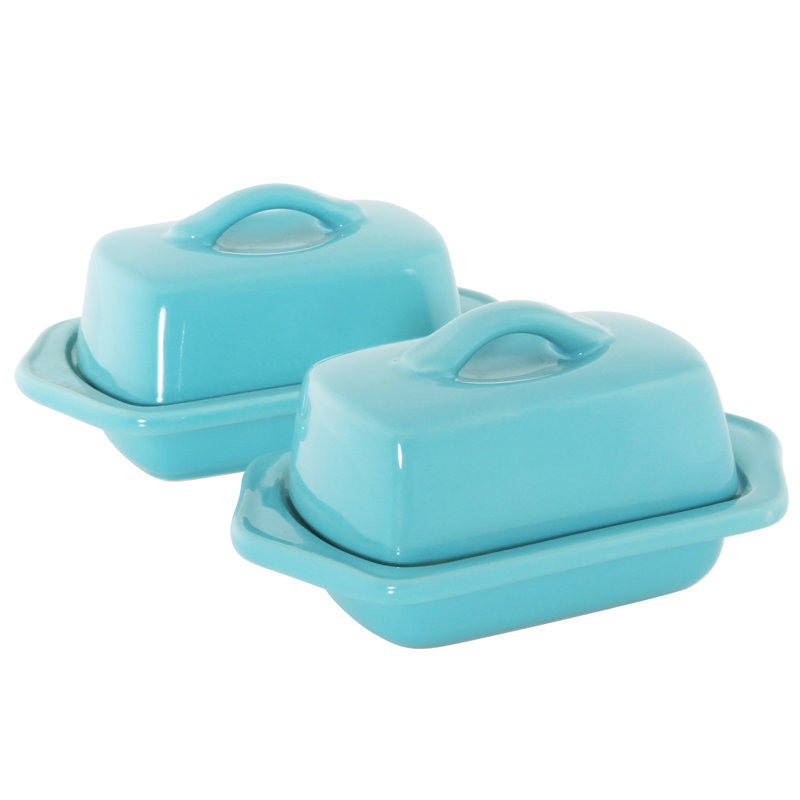 Winston Porter Biarni Butter Dish, Aqua