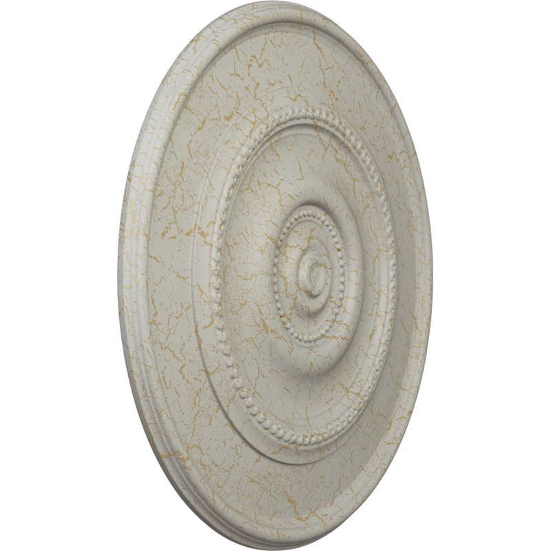 Endurathane Traditional Reece Ceiling Medallion, 24 3/8"OD x 1 1/8"P (Fits Canopies up to 5 7/8"), Hand-Painted Pot of Cream Crackle Finish