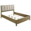 Heon Bed, Block Panel Headboard, Ivory Upholstery, Pine Wood-108977189