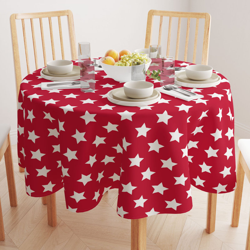 Freedom Stars Water Repellent Round Tablecloth, Red