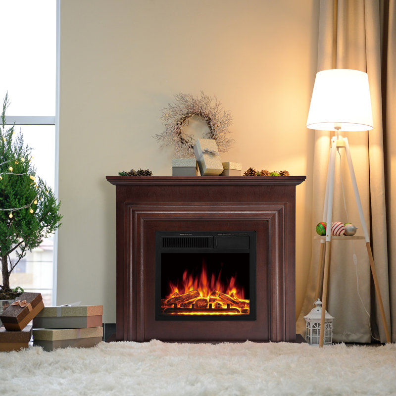 35.35“ Electric Fireplace with Remote Control, Brown