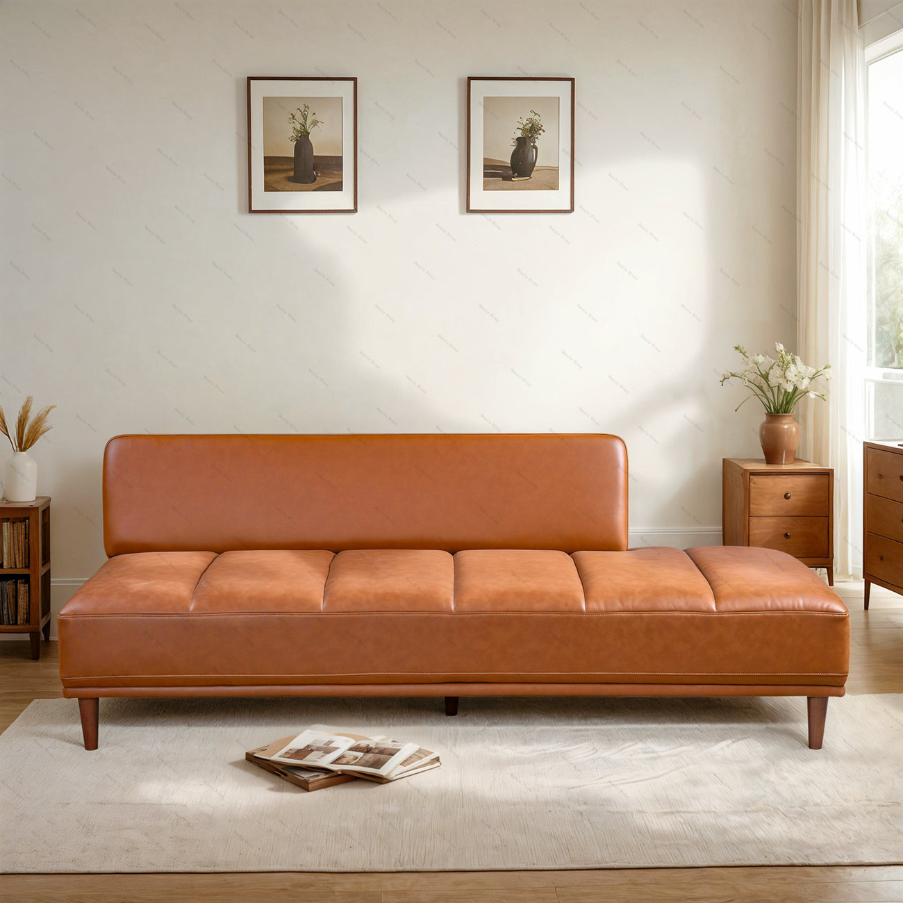 George Oliver Karsten Daybed - Cognac Vegan Leather | Wayfair