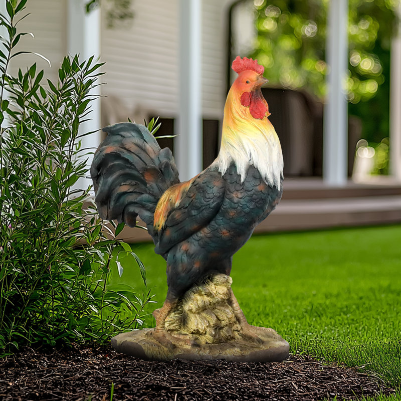 Statues de jardin coq 22,4 po - Poulet en béton de taille réelle pour le jardin