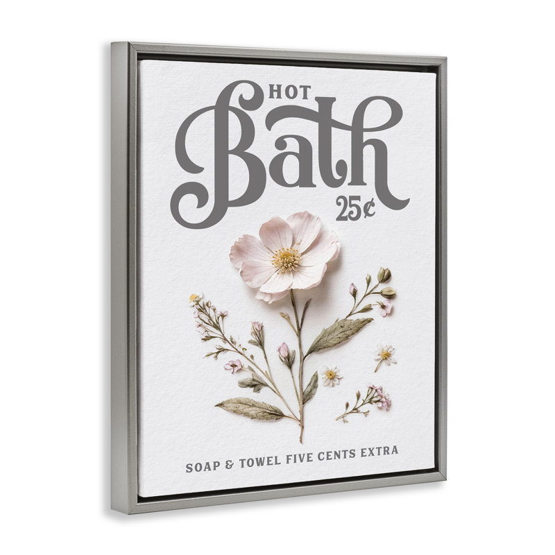 Cadre flottant pour salle de bain Pressed Flower, Cadre flottant gris lustré, H 31 po x l 25 po