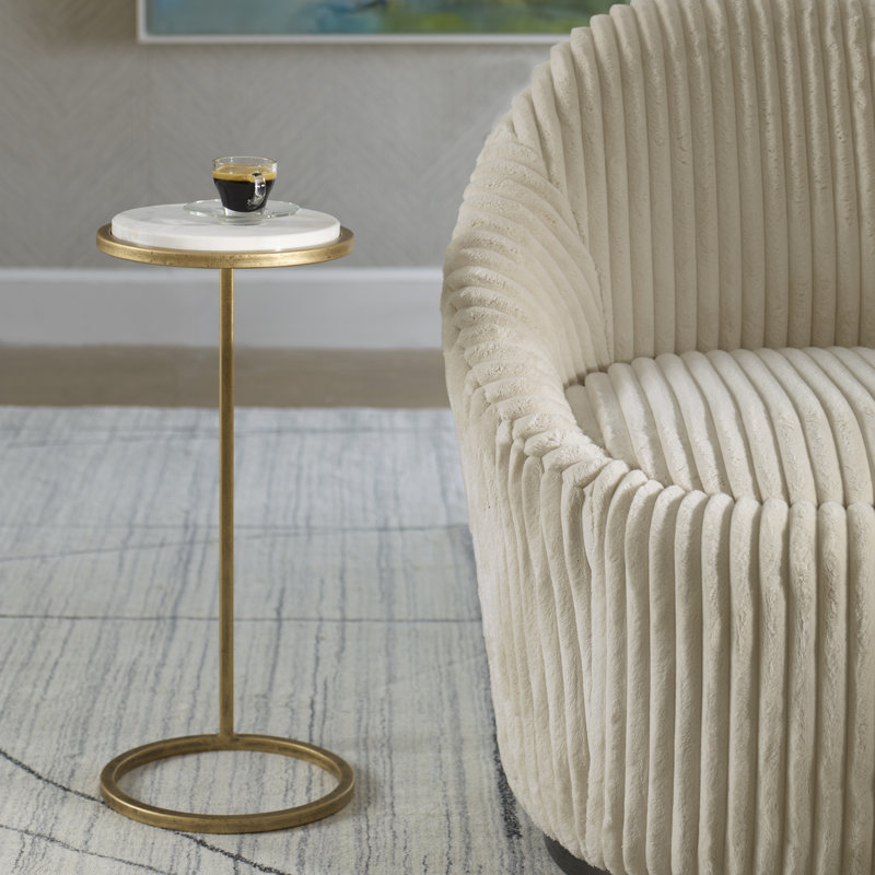 Cinna Frame End Table, White Top/Gold Base
