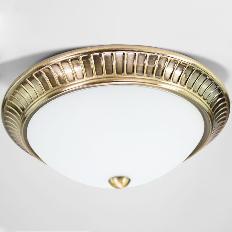 Pudsey Traditional Metal Flush Ceiling Light Fitting with Opal Glass Diffuser, Metal, 12" H x 32" W x 32" D