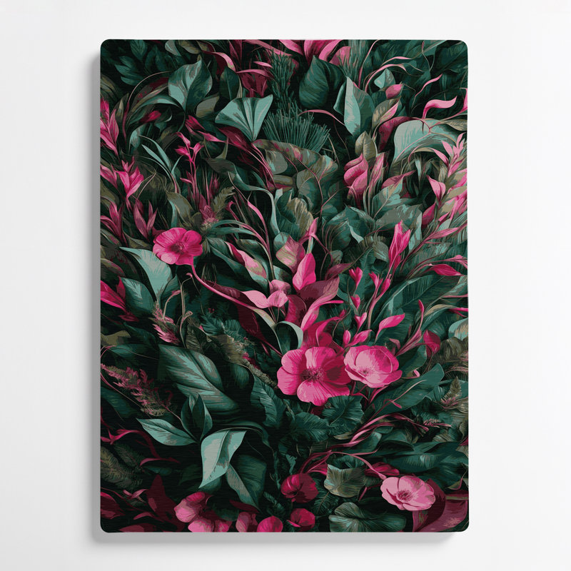 Abstrait floral 40, art mural vert en métal, H 20 po x l 24 po