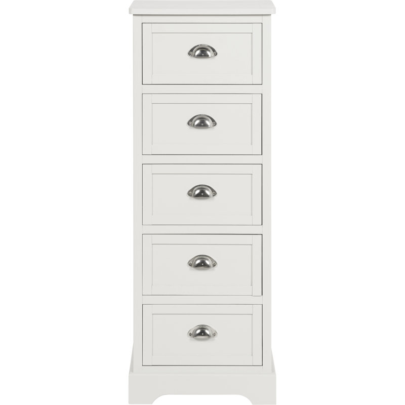 41cm W 5 - Drawer Chest of Drawers, Airy Linen/Silver