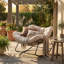 Chaise berçante surdimensionnée turquoise avec coussin épais Papasan, chaise berçante d'extérieur, mobilier de patio-344945954-356683401