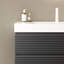 Lavabo sous-comptoir blanc rectangulaire de 36 po pour salle de bain - surface solide scandinave moderne, résistant aux égratignures, à l'usure, facile à nettoyer, trou de robinet et trop-plein, couvercle de lavabo et tuyau de drainage extensible, installation