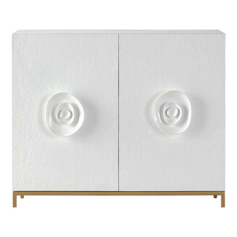 42" Fleur Textured Finished Hall Chest in Milky Mushroom with Soft Gold Base
