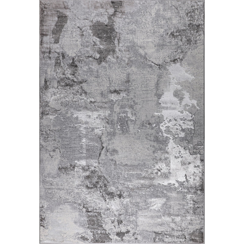 Carl Collection Grey Modern Abstract Area Rug, Rectangle 7'5" x 11'
