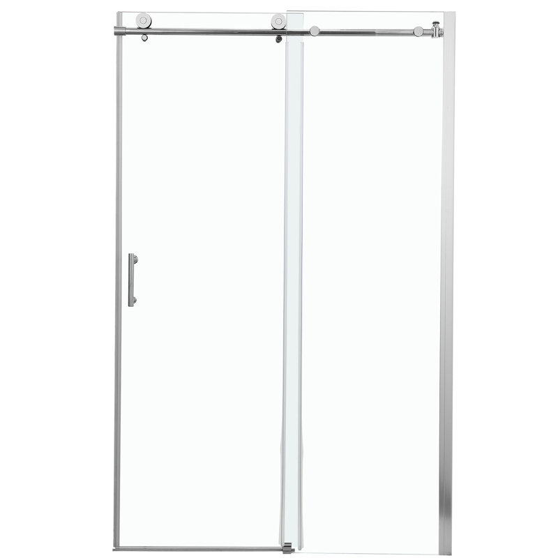 Finition de la porte de douche 48 po x 76 po. Verre trempé. Poignée en acier inoxydable. Convient à plusieurs thèmes de salle de bain. Cadre professionnel coulissant simple de 8 mm et poignée à tirer. Convient à tous les thèmes.
