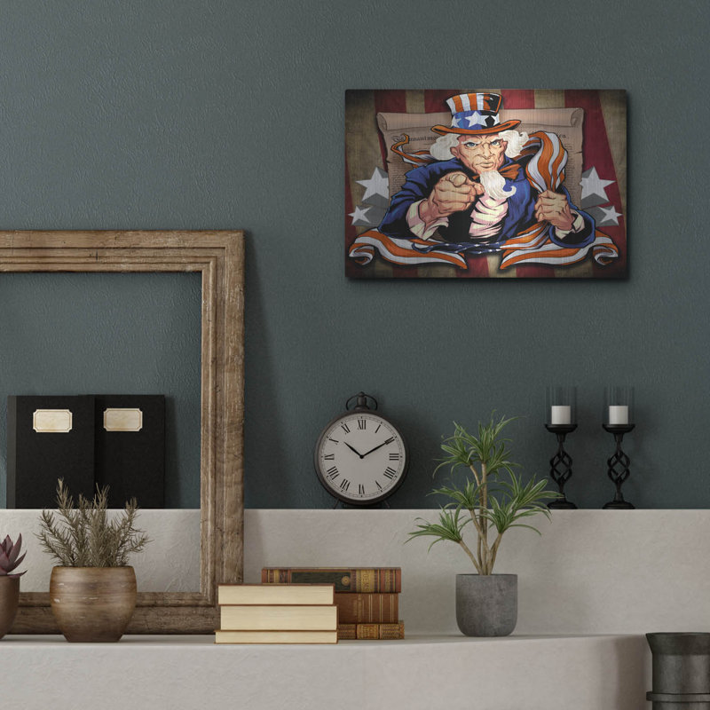 «Uncle Sam Patriot Personnage» par Flyland Designs, H 12 po x l 16 po